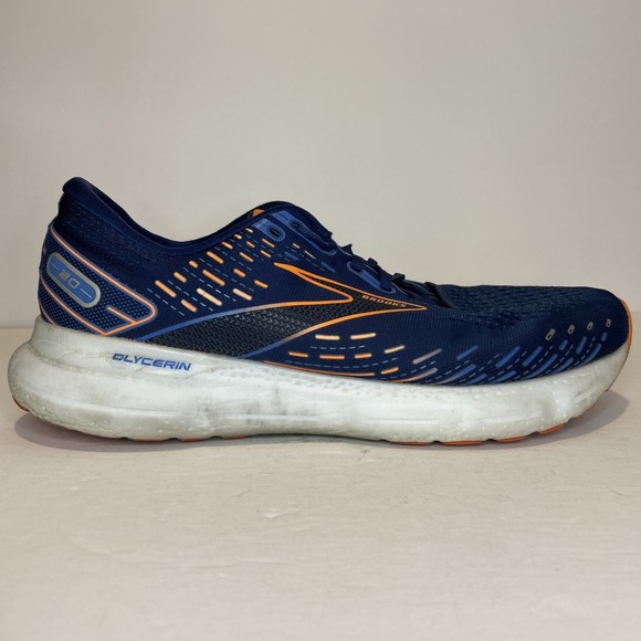 Brooks Glycerin 20 Mens 14 Blue Depths Orange Running Athletic Shoes 1103821D444